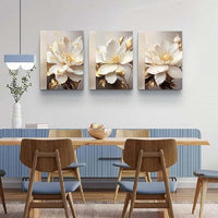Yxbhhym Flower Canvas Wall Decor Living Room Bathroom Wall Art Paintings for Bedroom Wall Art Dining Room White Floral Picture Poster Artwork Modern Framed Art Prints 3 Piece Home Decorations