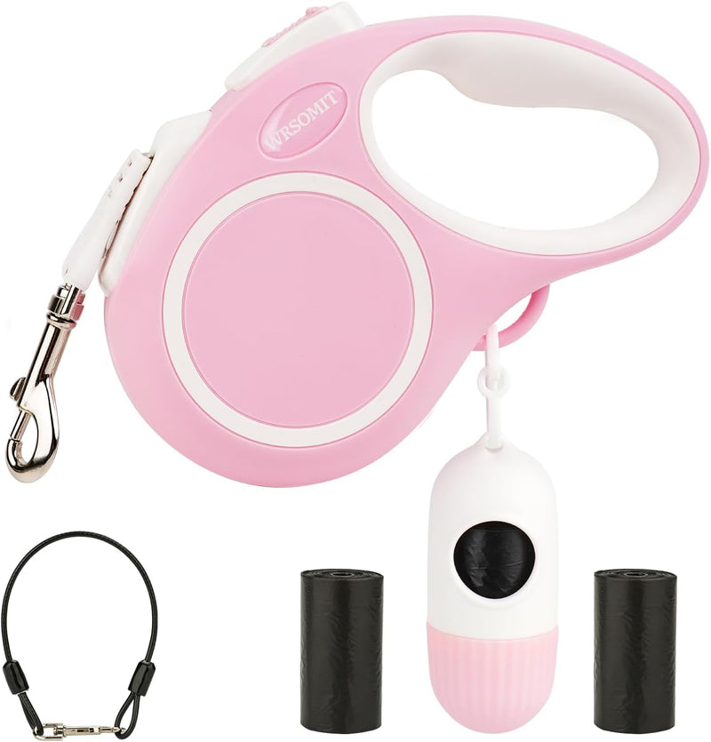 Upgraded 16 Ft Retractable Dog Leash with Chew Proof Cable, Pink