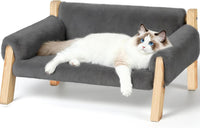 Elevated Cat Couch Bed for Indoor Cats - Light Gray