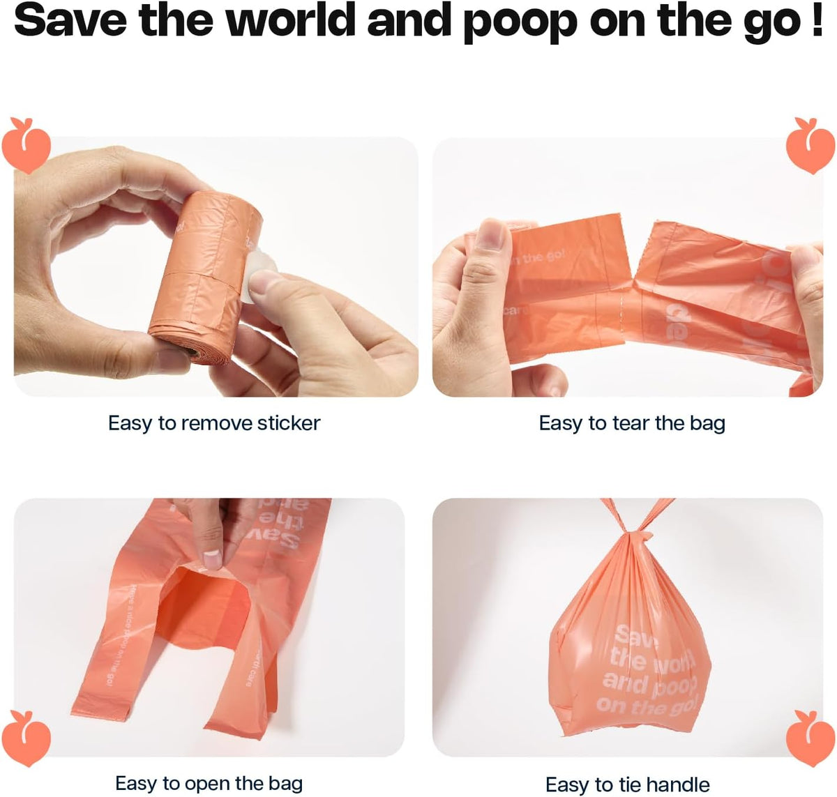 Deo Doo Dog Poop Bags with Handles & Holder, Peach Scented - Peach / 1 Count (Pack of 360) - image 3