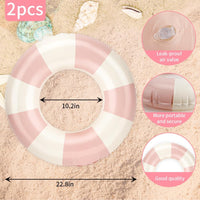 Rugwioyu pool tubes for kids, two round blue and white inflatable swim rings - view 12