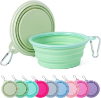 SLSON Collapsible Dog Bowl Silicone - Macaron Light Green and Light Yellow / Small