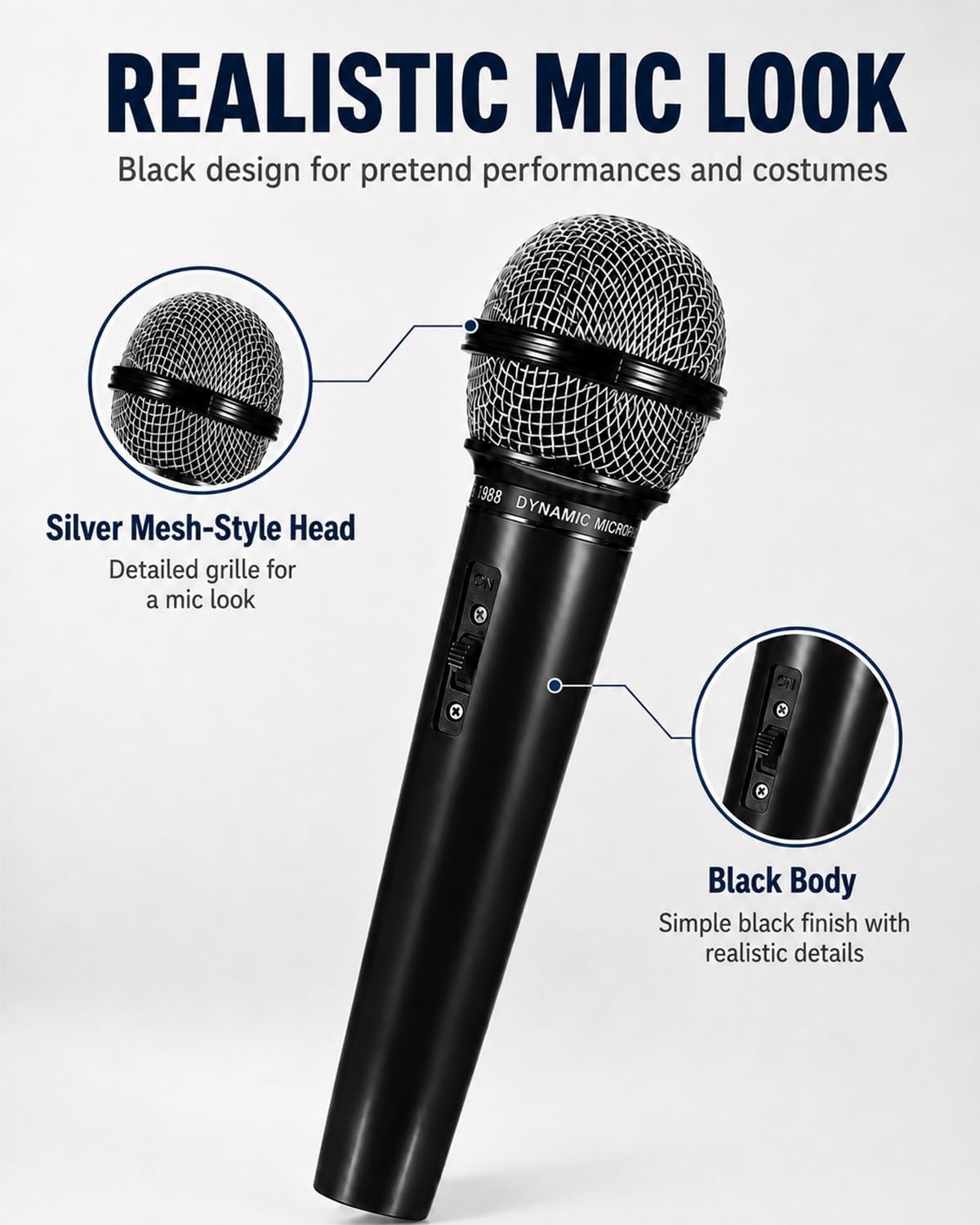 NUOBESTY black plastic fake microphone prop for kids pretend play - view 3