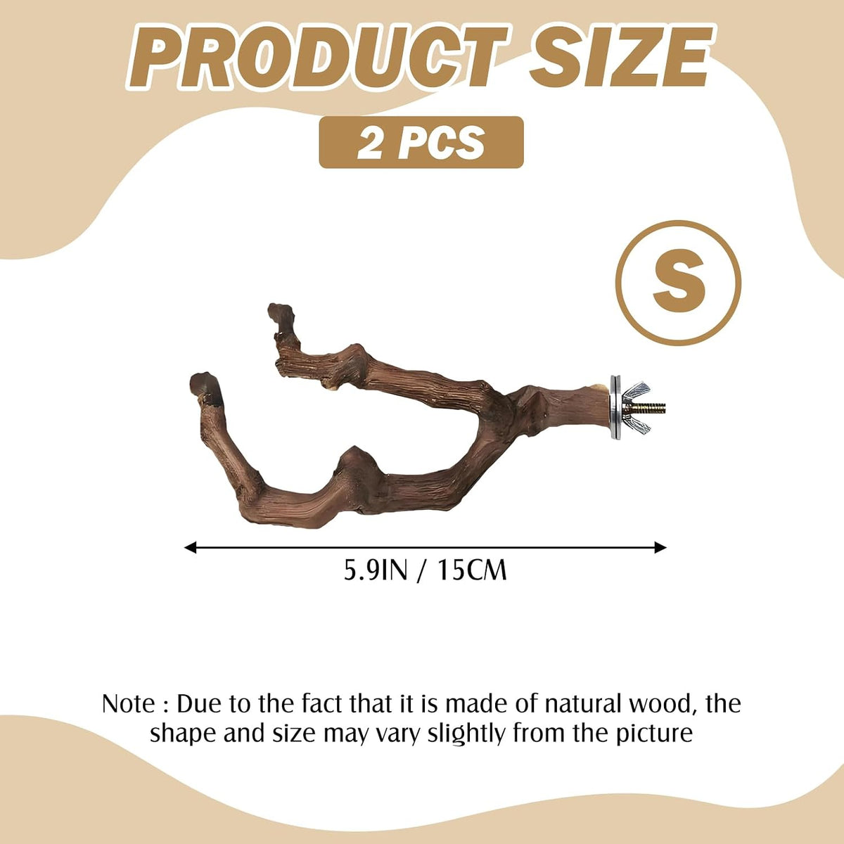 PINVNBY 3 Sizes Natural Parrot Perch Grape Wood Bird Stand Pole - 5.9in - image 2