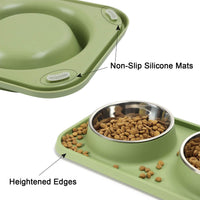 L.D.Dog Cat Food Bowls, Cat Bowls Non-Skid and Non-Spill Silicone Pads with PP Stand, Removable - Olive Green - image 4