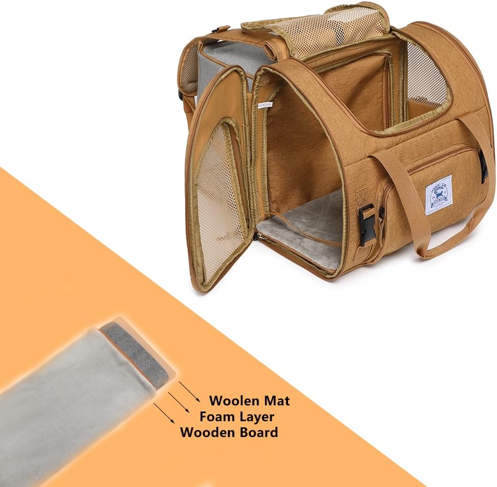 Pet Backpack Carrier for Small Dogs Medium Cats, Puppies - Brown +Two-Shoulder / 16.5"L x 10.0"W x 15.5"H - image 3