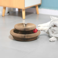 Kitty Curls Cat Toy Kurlz, Interactive Scratch Pad, Foldable Accordion,Cat Recyclable Scratcher with Ball (Pink)
