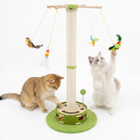 Tall Cat Scratching Post for Indoor Cats Adults with Carpet - White & Green / Medium