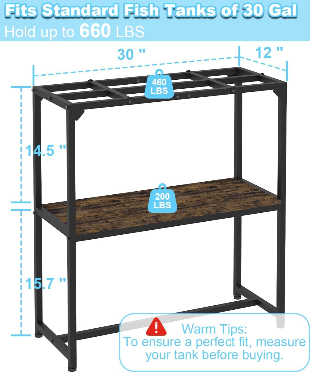 Mondazie 20-30 Gallon Fish Tank Stand, 30" L x 12" W x 32.2" H - 30 Gal Black - image 2