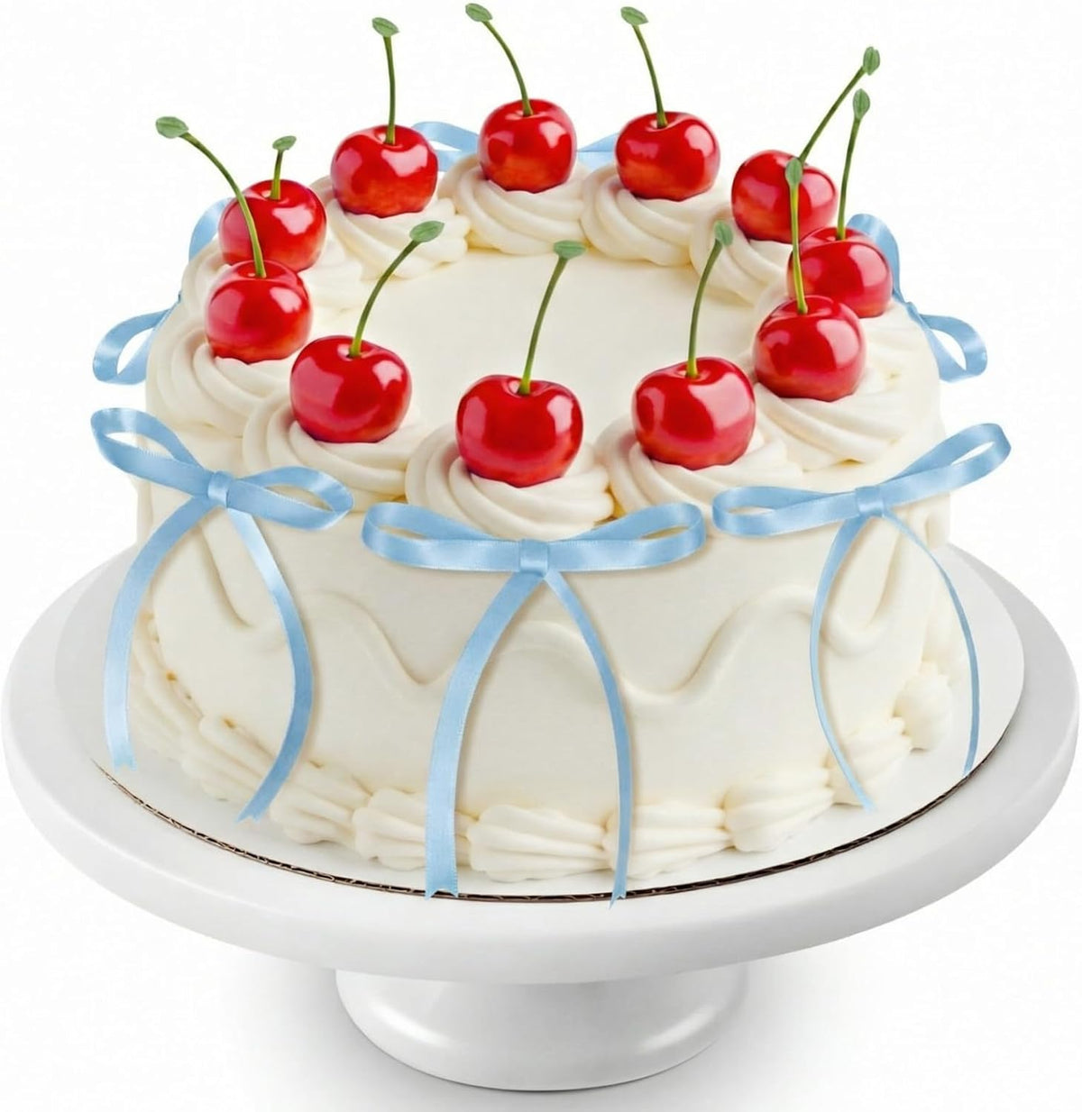 Chunful fake cherry cake toppers with red polyester bows - view 7