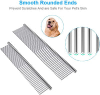 Cafhelp 2 Pack Dog Combs with Rounded Ends Stainless Steel Teeth - image 2