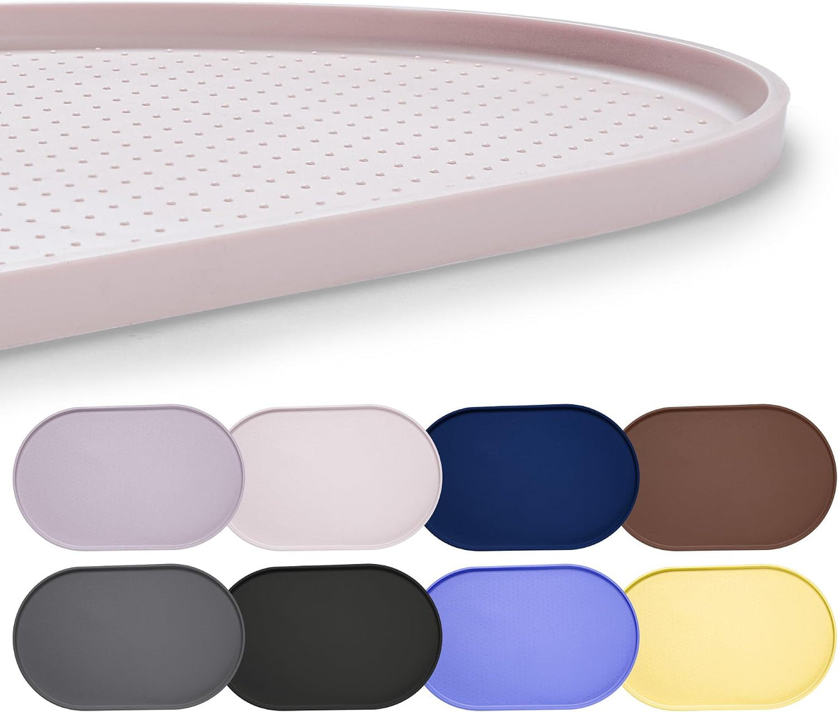 Hubulk 100% Waterproof Silicone Pet Feeding Mat with Raised Edge - White Sand / 32"L x 24"W