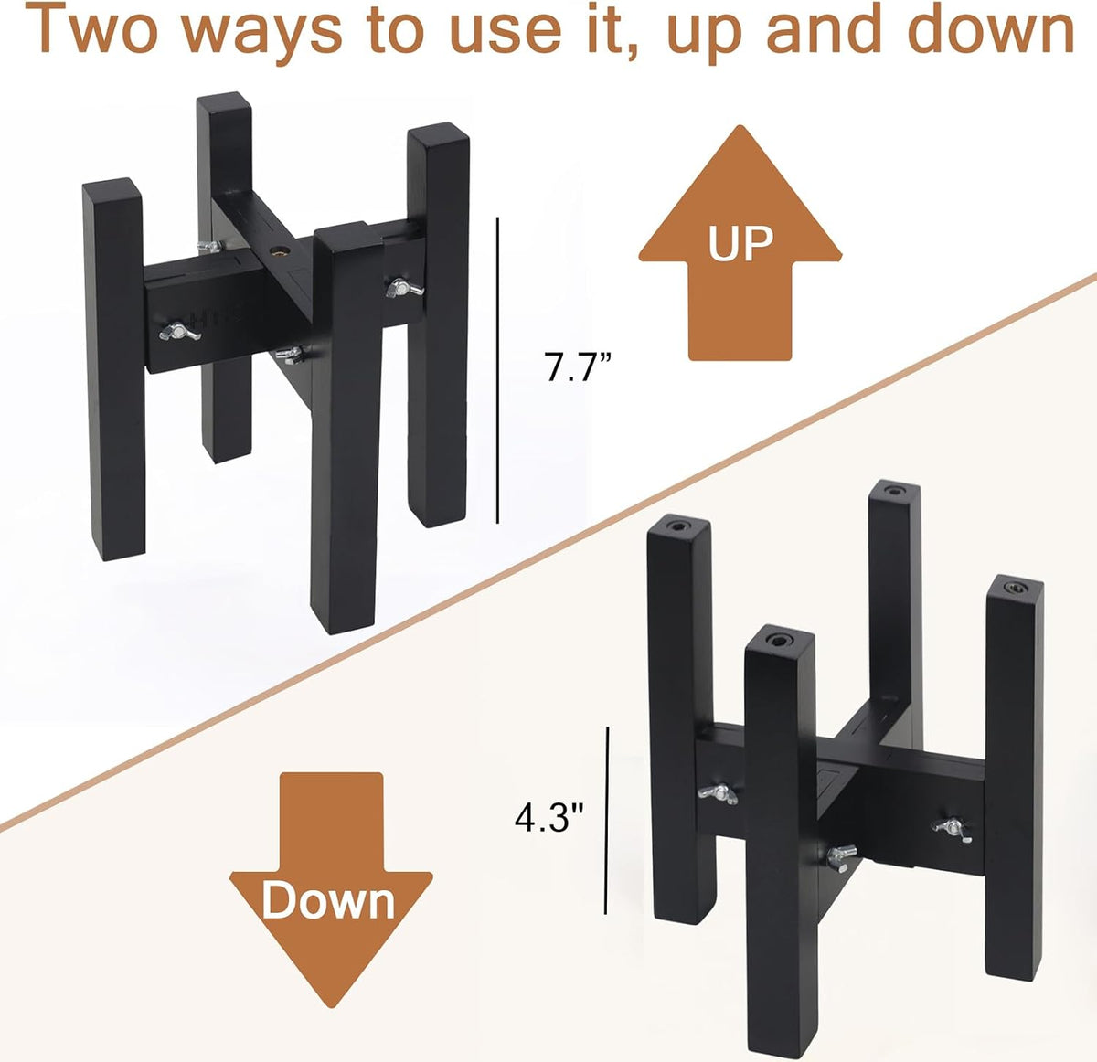 Adjustable Width Bamboo Elevated Dog Bowl Stand - Medium (10" High) / Black - image 16