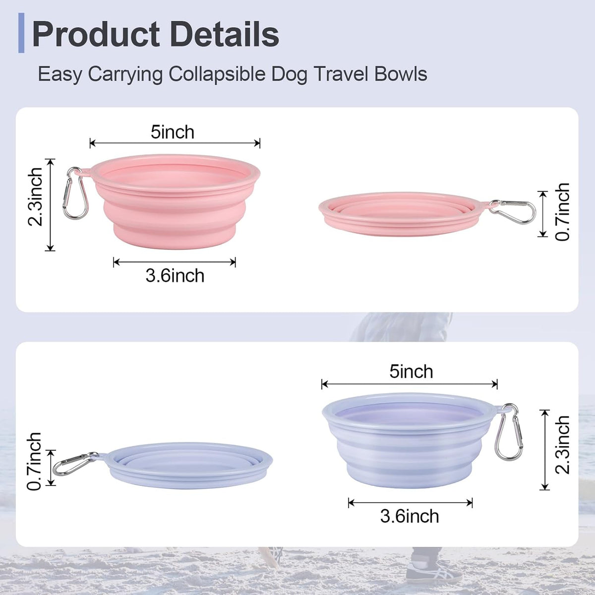 Kytely Collapsible Dog Bowls Medium - Lavender & Pink / Small - image 3