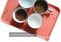 Hoki Found L Silicone Non Slip Pet & Cat Dog Feeding Tray - Waterproof & Pet Water Mats for Carpet - Burnt Coral