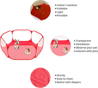 Small Animal Playpen, Pop-Up Portable Play Yard for Guinea Pigs - Red - image 2