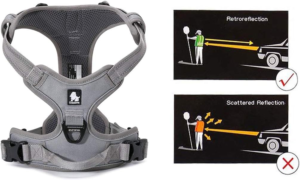 Truelove No Pull Dog Harness with Easy Control Handle and 2 Leash - Large / Gray - image 2