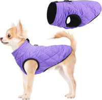 Winter Dog Vest Coat with Harness Built in – Essentials for Dogs - #2 Purple-Gloss / S(Chest 14")-Regular