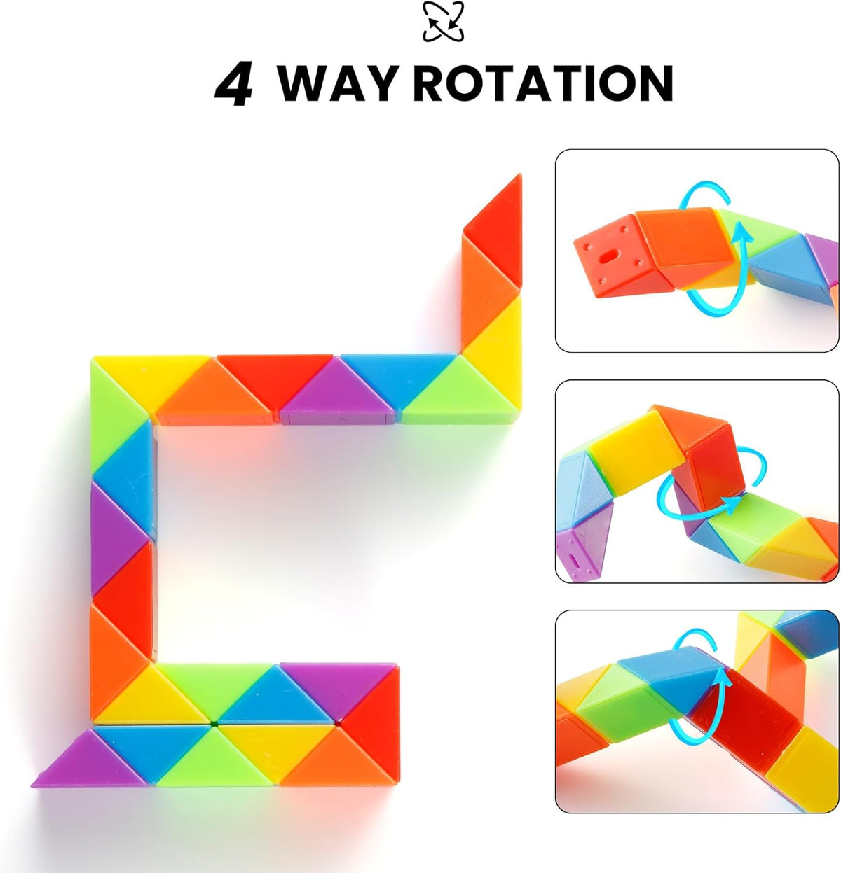 Yeetec rainbow snake cube fidget toys twisted into different shapes - view 3