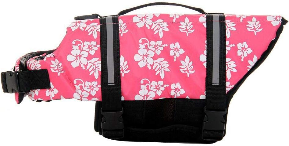 Dog Life Jacket Adjustable Dog Lifevest Swimsuit Safety Vest Apparel - A-Pink Flower / S:15-20 inch(Ribcage Girth) - image 2
