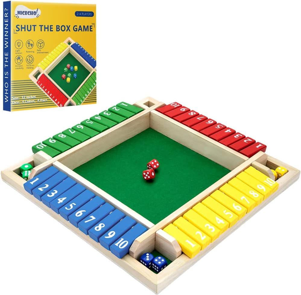 Nicecho Shut The Box Dice Game - 12 x 12 inches