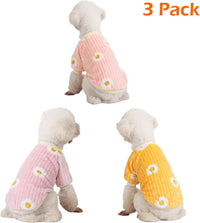 3 Pack Dog Sweaters, Dog Clothes for Small Dogs Girl Boy – Essentials for Dogs - Small / Dy Pink+Dy Purple+Dy Yellow - image 2