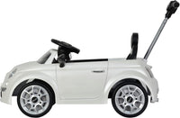 White Fiat 500 push car ride-on with stroller handle by Best Ride On Cars - view 4