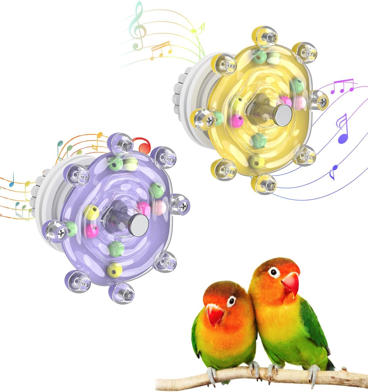 Pawfly 2 Pcs Bird Toys for Parakeets - 2 PC / Yellow + Purple