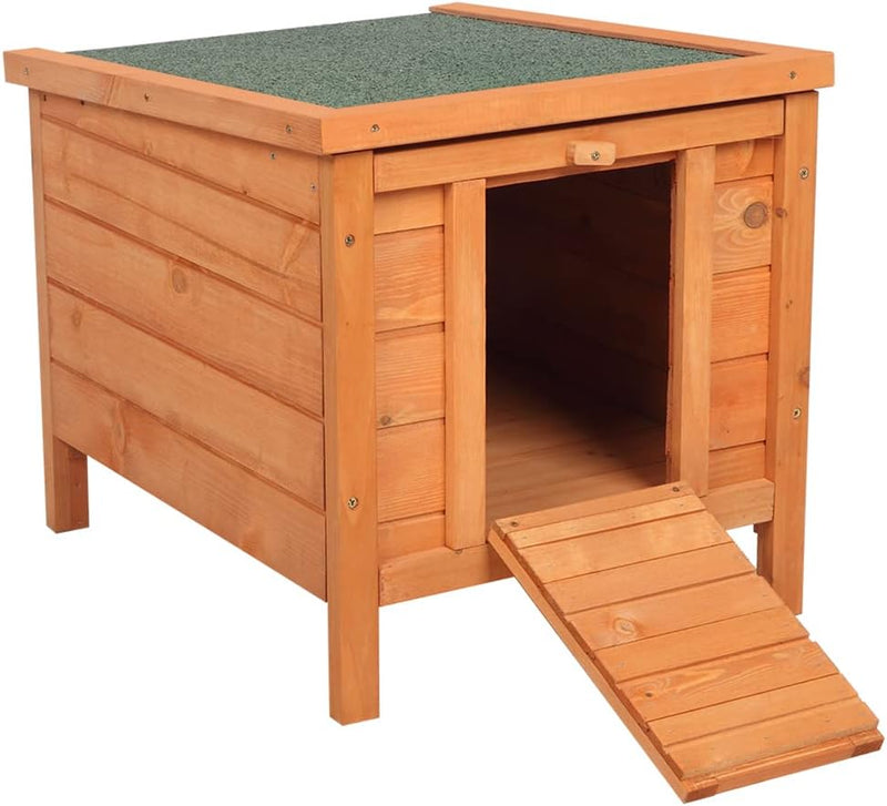 Cat House Outside, Weatherproof Wooden Bunny Rabbit Cat Hutch Outdoor Pet Cage Shelter Feral Cat