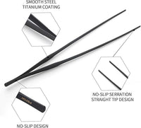 Aquarium Tweezers Extra Long 15 inches Feed Tong Clamps - FEITA Straight and Curved Stainless Steel 38cm Tweezers Set for Fish Tank Plants Aquascape Tools & Reptile Feeding Tongs - Black 2Pcs