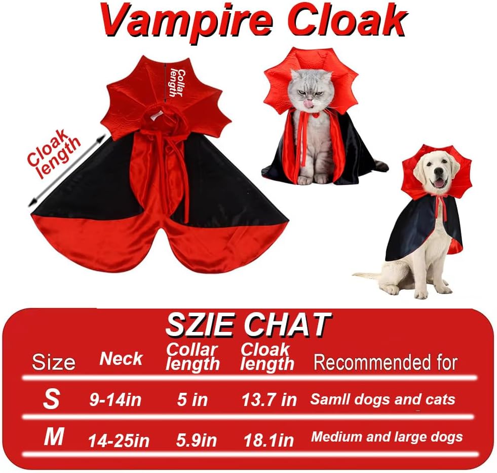 Dog Cat Vampire Cloak Costume for Small Medium Large Dogs Cats - Small - image 3