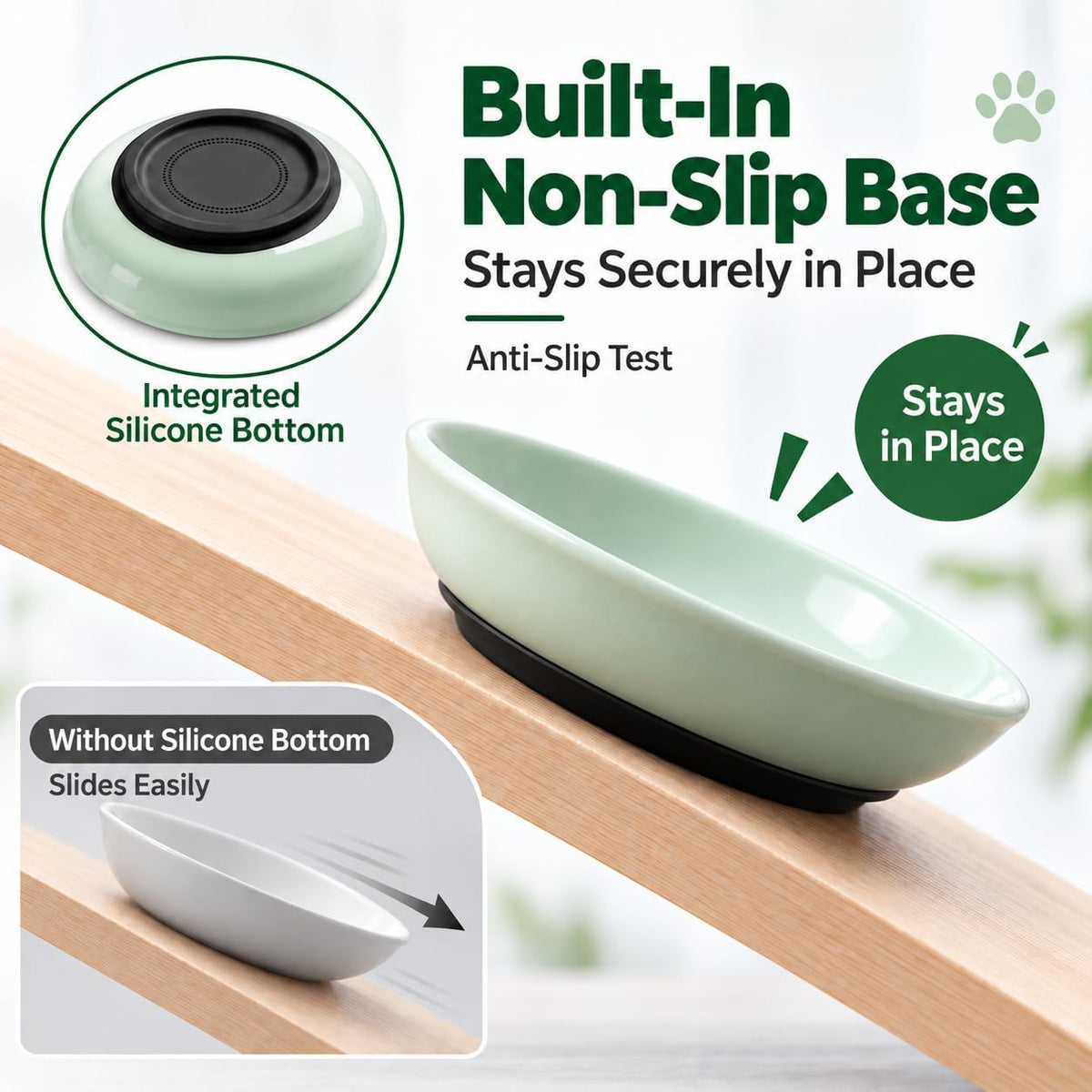 Ceramic Cat Food Bowls 6 Pack - Solid - Pads Attached - image 4