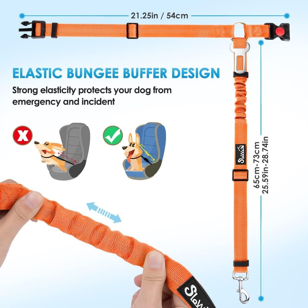 Lukovee Dog Car Seat Belt, Headrest Restraint, Headrest - Orange / Headrest + Clip, 2 Pcs - image 3