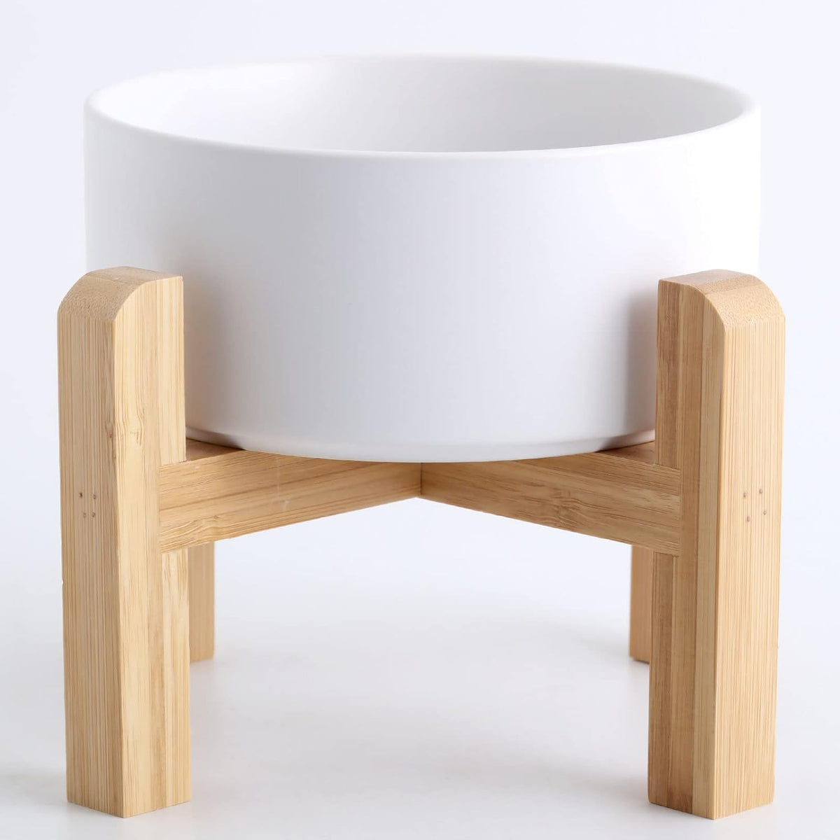 28 OZ Rust Red Elevated/Raised Ceramic Dog Bowl for Small and Medium - White / 3.6 Cups - Medium