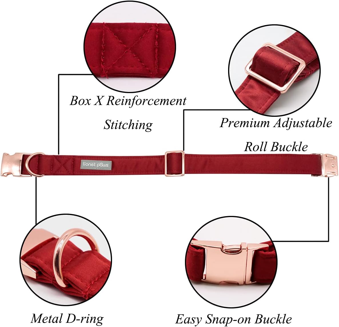 Lionet Paws Bowtie Dog Collar - Medium (Pack of 1) / Red - image 2