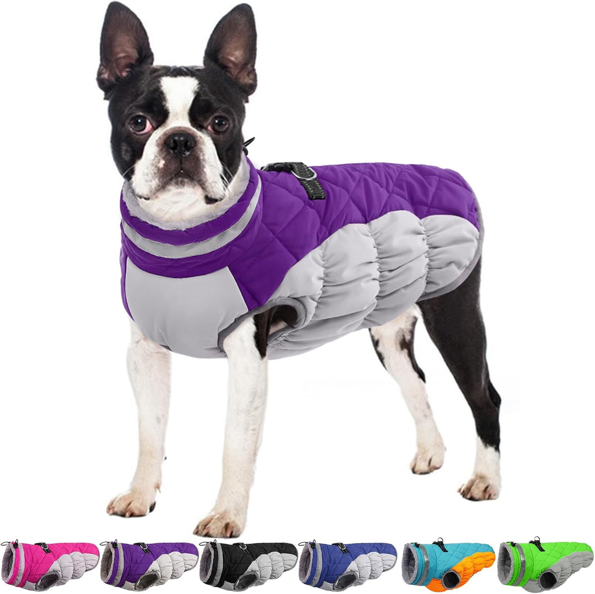 Dog Winter Jacket Cozy Reflective Waterproof Windproof Warm Pet - Large / Purple