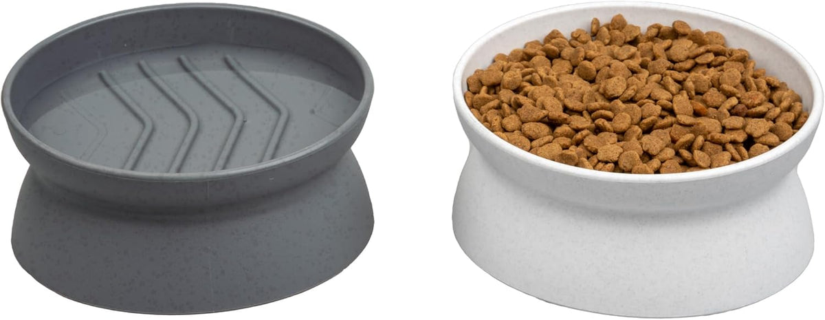 Kitty City Elevated Slow Feeder Cat Bowls - Gray/White / Small - Slow Feed