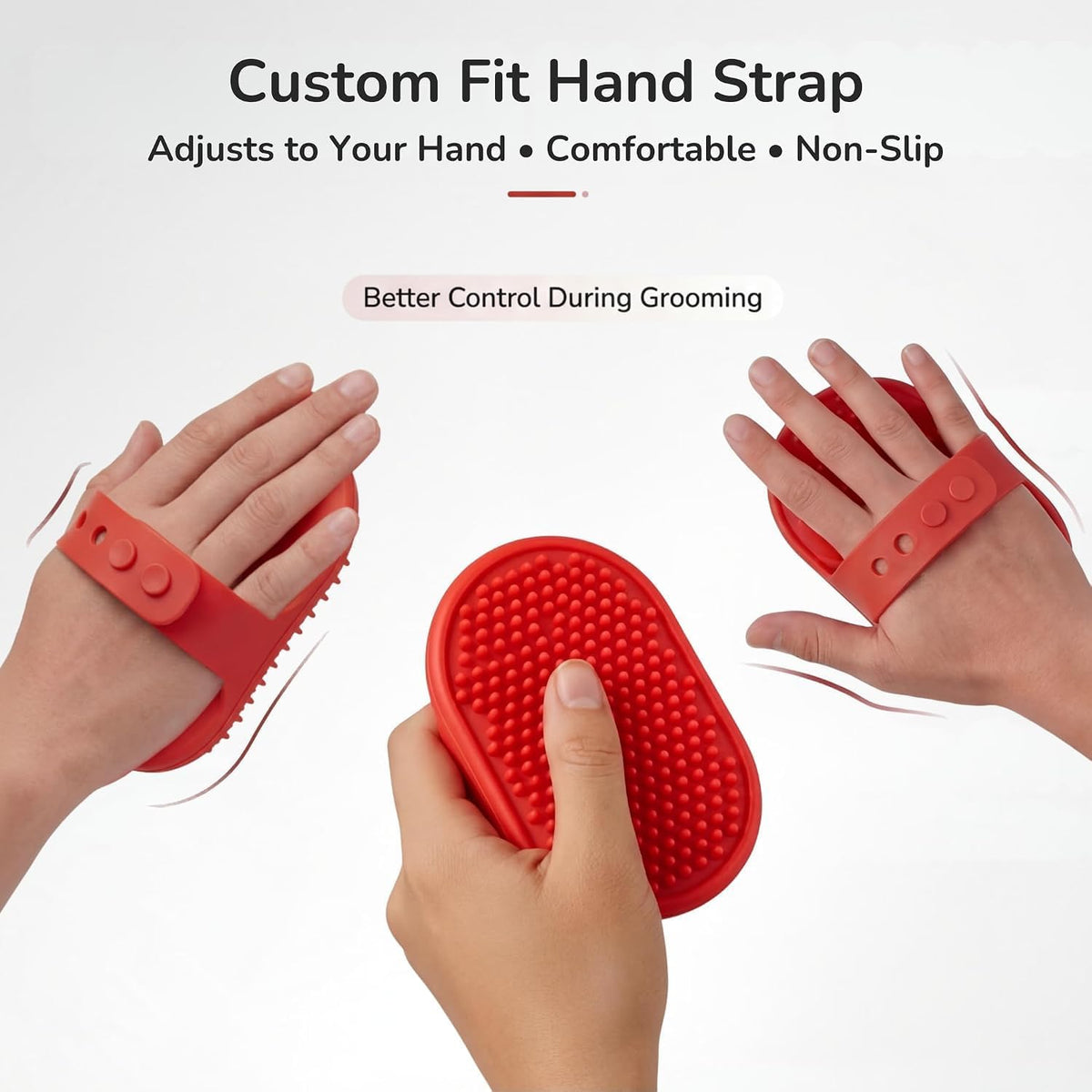 Pets&Goods Rubber Grooming Brush for Dogs & Cats - Red - image 3