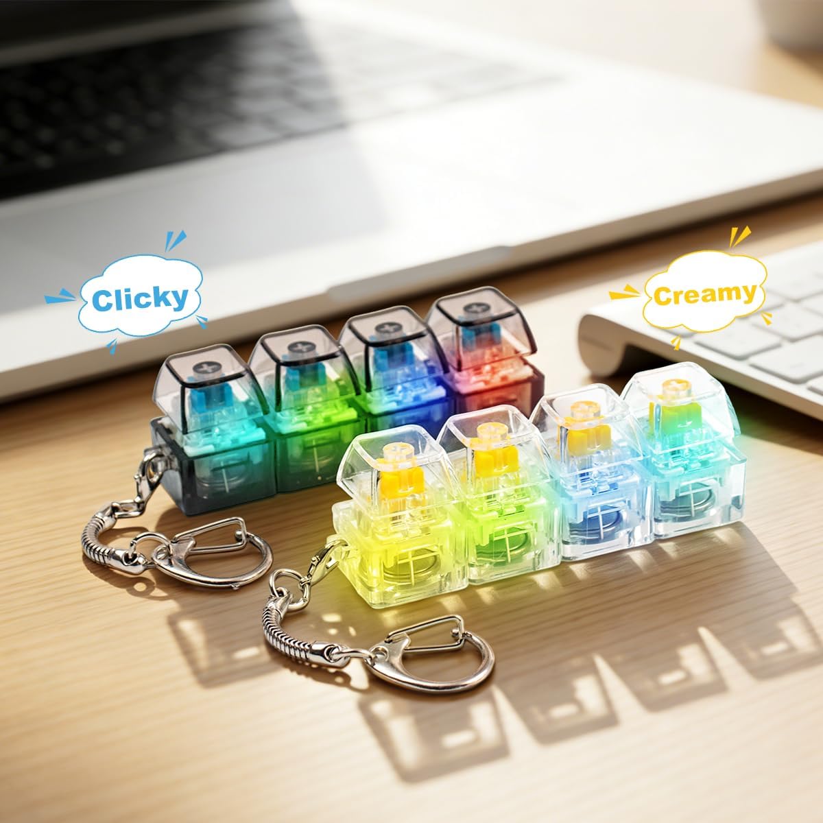 2 Pcs LED Keyboard Fidget Toy for Adults - Yellow Creamy+blue Switch - image 2