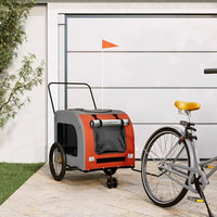 Tidyard Pet Bike Trailer Orange and Gray Oxford Fabric and Iron Pet Bicycle Carrier, Animal Bike Stroller for Cat, Puppy, Dog, Outdoor, Travel Style B
