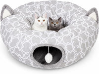 Geometric Straight Cat Tunnel with Plush Inside - Big Tunnel Bed