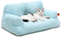 MEWOOFUN Cat Bed for Indoor Cats, Washable Dog Beds for Small Dogs & Cats, Fluffy Cat Couch with Non-Slip Bottom (Blue, 26.0" L x 19.0" W x 13.0" Th)
