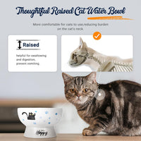 Raised Cat Food Bowl Ceramic 15° Tilted Cat Food Bowls Protect Cat's - Blue-Water Bowl / 1 - image 3