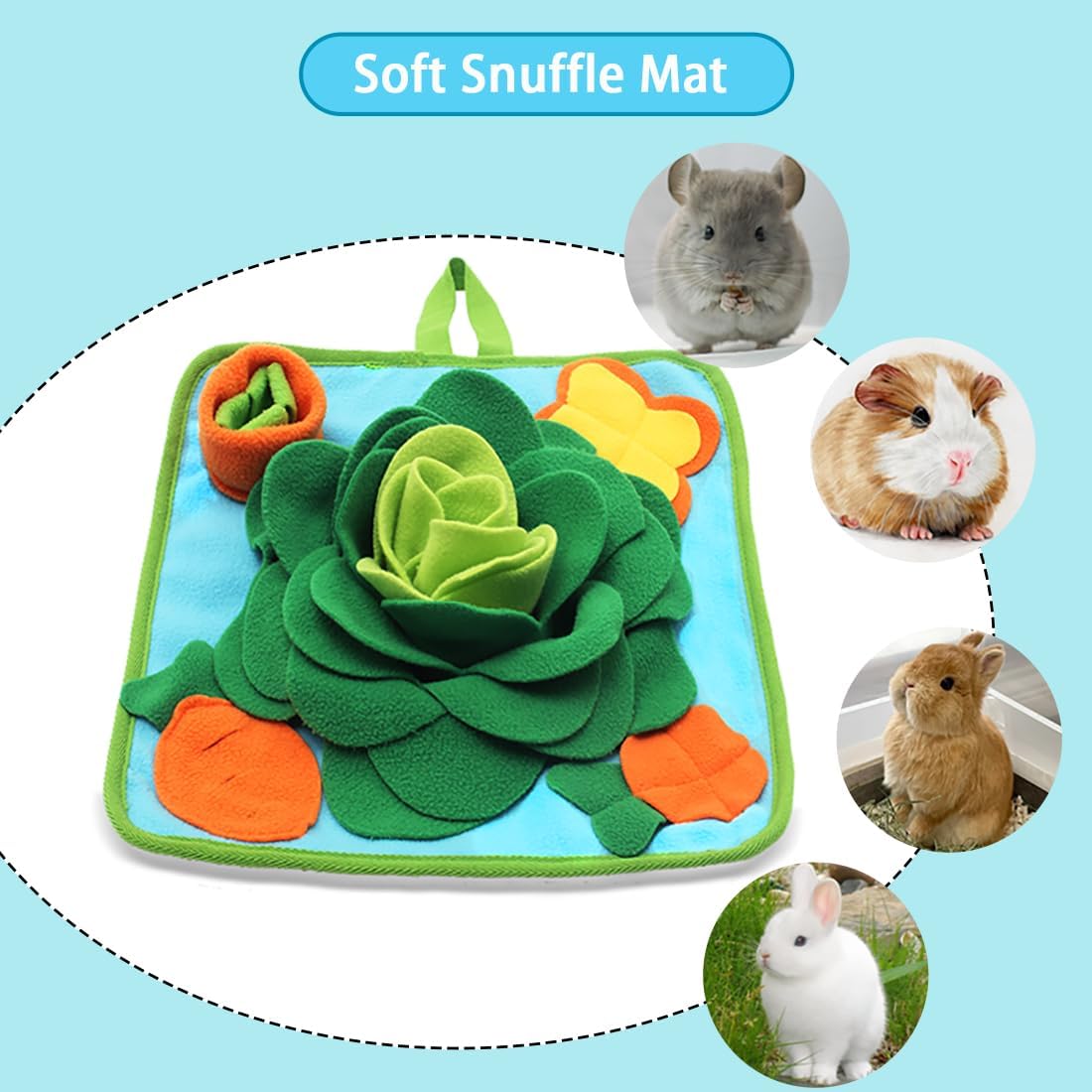 Rabbit Foraging Mat Snuffle Mat for Small Animals Bunny Puzzle Toys - Green - image 4