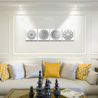 Black and white art Decorative pattern Canvas Wall Art for Living Room Bedroom wall decor Bathroom decorations,4 piece Modern Home decoration inspirational wall paintings Posters Pictures artwork
