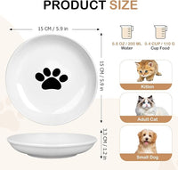 TRUVIC 4 Pack Ceramic Cat Food Bowls, 5.9 Inch Ceramic Cat Dishes Set for Indoor Cats and Small Dogs, Anti Whisker Fatigue Kitten Bowls, Wide Shallow Kitten Plates for Food and Water (Cat's Paw)