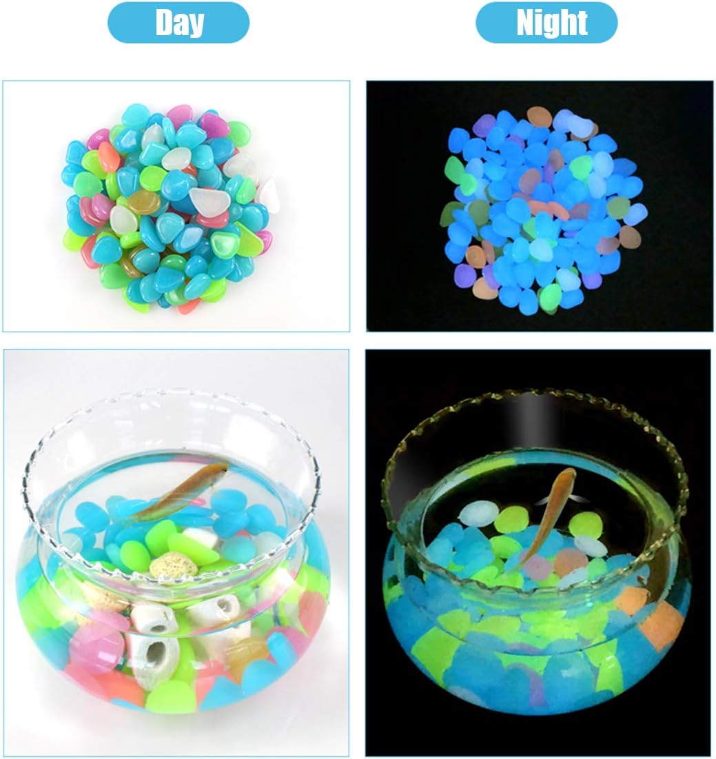 QIAONIUNIU 100 Pcs New Colorful Glow in The Dark Pebbles Stones Rocks - image 3