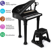 Losbenco kids piano keyboard toy with 31 keys, microphone and stool in pink - view 4