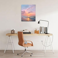 Beach Sunset Wall Art Ocean Coastal Scenery Wall Decor Seascape Picture Canvas Landscape Painting Print Framed Artwork Decorations for Living Room Office Bedroom Kitchen 24"x20"