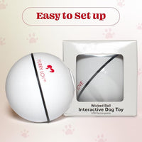 Wicked Ball - Smart Interactive Dog Ball for Solo Play - Electronic Self-Moving Dog Toys for Boredom - Rechargeable, Motion Activated - 35"